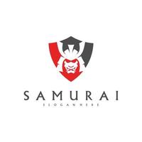 samuraj huvud logotyp design vektor. samuraj krigare logotyp mall vektor