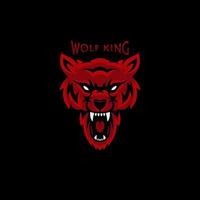 Wolfskopf Illustration Logo-Design. Wolf Maskottchen Vektorgrafiken. frontales symmetrisches Bild des Wolfs, der gefährlich aussieht. vektor