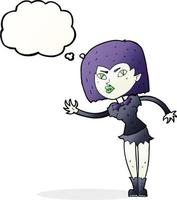 Cartoon-Vampirmädchen mit Gedankenblase vektor