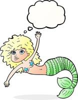 Cartoon hübsche Meerjungfrau mit Gedankenblase vektor