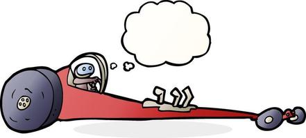Cartoon Drag Racer mit Gedankenblase vektor