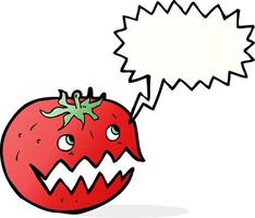 tecknad serie tomat med trodde bubbla vektor