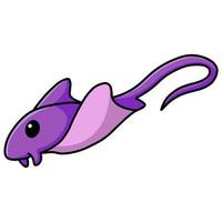 niedliche kleine lila Stachelrochen-Cartoonschwimmen vektor
