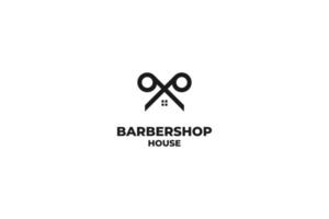 platt verktyg barberare hus logotyp design vektor illustration