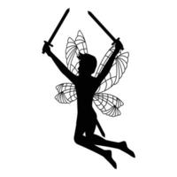 niedliche feenhafte junge silhouette illustration vektor