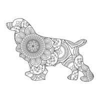 niedliches Hundemandala, das Vektorillustrationslinie Kunstdesign für Kinder und Erwachsene färbt. vektor
