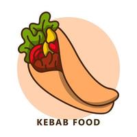 kebab mat illustration tecknad serie. mat och dryck logotyp. nötkött kebab smörgås ikon vektor