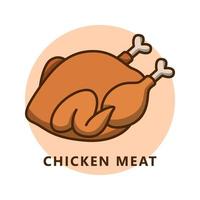 hühnerfleisch-lebensmittel-illustrationskarikatur. Logo-Symbol für Speisen und Getränke vektor