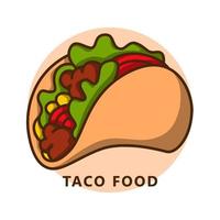 taco mat illustration tecknad serie. mat och dryck logotyp. mexikansk mat ikon vektor