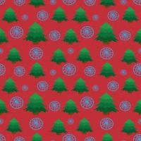 jul träd mönster på en röd bakgrund med snöflingor. för omslag papper. vektor. vektor