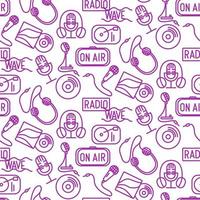 ein auf der Radiowelle basierendes Muster im Stil einer Ikone. lila Symbole zum Thema Radio. geeignet zum Bedrucken von Verpackungen, Papier- und Textilprodukten. vektor