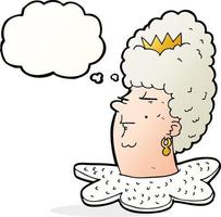 tecknad serie drottning huvud med trodde bubbla vektor