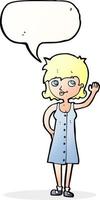 Cartoon hübsche Frau winkt mit Sprechblase vektor