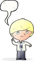 Cartoon-Junge mit Idee mit Sprechblase vektor
