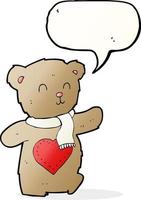 Cartoon-Teddybär mit Liebesherz mit Sprechblase vektor