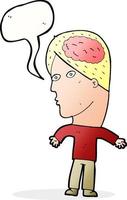 Cartoon-Mann mit Gehirnsymbol mit Sprechblase vektor