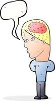 Cartoon-Mann mit großem Gehirn mit Sprechblase vektor