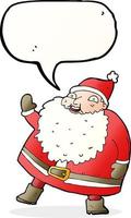 lustiger winkender weihnachtsmann-cartoon mit sprechblase vektor