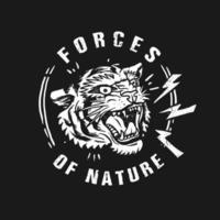 Tiger Kräfte der Natur T-Shirt Design vektor