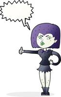 tecknad serie vampyr flicka ger tummen upp med Tal bubbla vektor