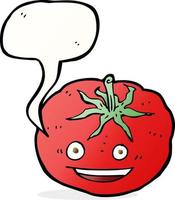 Cartoon-Tomate mit Sprechblase vektor