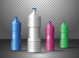 uppsättning av olika färgade plastflaskor produkter vektor