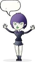 Cartoon-Vampir-Mädchen mit Sprechblase vektor