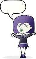 tecknad serie vampyr flicka med Tal bubbla vektor