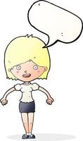 tecknad serie Lycklig kvinna med Tal bubbla vektor