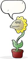 Cartoon-Monster-Blume mit Sprechblase vektor