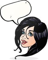 Cartoon hübsches weibliches Gesicht mit Sprechblase vektor