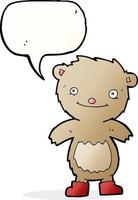 tecknad serie teddy Björn bär stövlar med Tal bubbla vektor