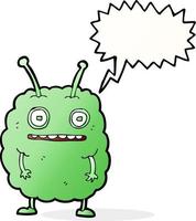 Cartoon lustiges Alien-Monster mit Sprechblase vektor