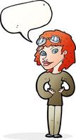 Cartoon-Fliegerfrau mit Sprechblase vektor