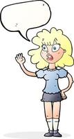 Cartoon besorgte Frau winkt mit Sprechblase vektor