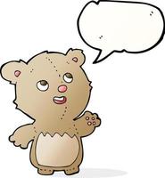 tecknad serie Lycklig liten teddy Björn med Tal bubbla vektor