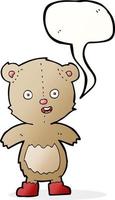 Cartoon glücklicher Teddybär in Stiefeln mit Sprechblase vektor