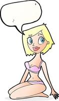 Cartoon hübsche Frau in Unterwäsche mit Sprechblase vektor