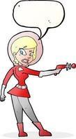 Cartoon-Sci-Fi-Mädchen mit Sprechblase vektor