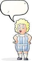 Cartoon-Frau in Küchenschürze mit Sprechblase vektor