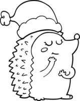 tecknad serie igelkott bär jul hatt vektor