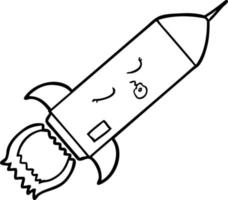 tecknad serie linje teckning raket vektor