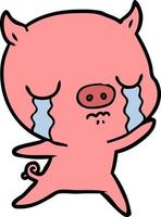 Cartoon-Schwein weint vektor