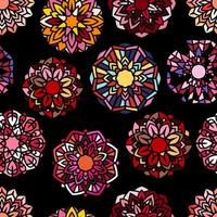 skaliert nahtloses Muster aus Blumenmandalas. orientalischer Silhouettenhintergrund vektor