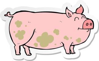 Aufkleber eines schlammigen Cartoon-Schweins vektor