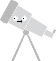 Retro-Cartoon-Teleskop mit flacher Farbe vektor