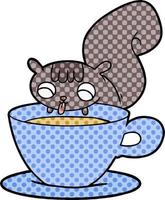 Cartoon-Eichhörnchen Tee trinken vektor
