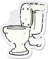 Retro-Distressed-Aufkleber einer Cartoon-Toilette vektor