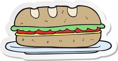 klistermärke av en tecknad serie sub smörgås vektor