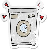 retro bedrövad klistermärke av en tecknad serie tvättning maskin vektor